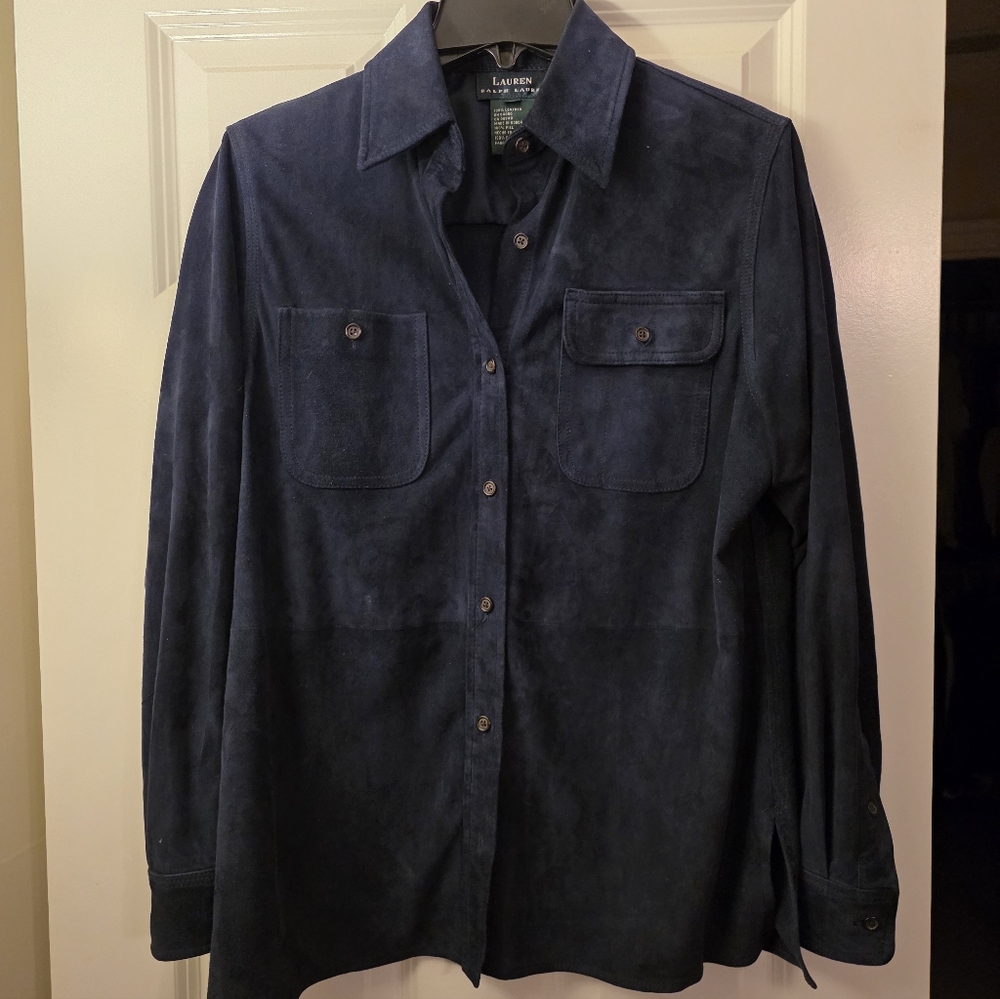Ralph LAUREN LEATHER BUTTON UP SIZE SMALL